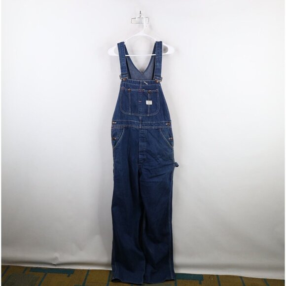 Vtg 60s 70s Big Mac Mens 32x34 Distressed Union Made Wide Leg Denim Overalls USA